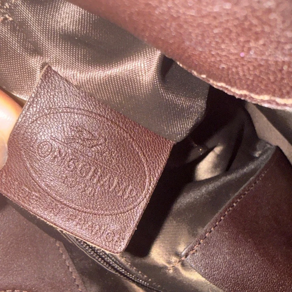 Longchamp 3D monochromatic Leather Hobo Bag Olive Green Logo Made in France